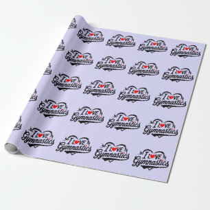 Papier Cadeau Moderne tendance J'aime Gymnastique violet