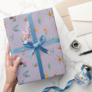 Papier Cadeau Moderne Texturé Violet Clair du Milieu du Siècle