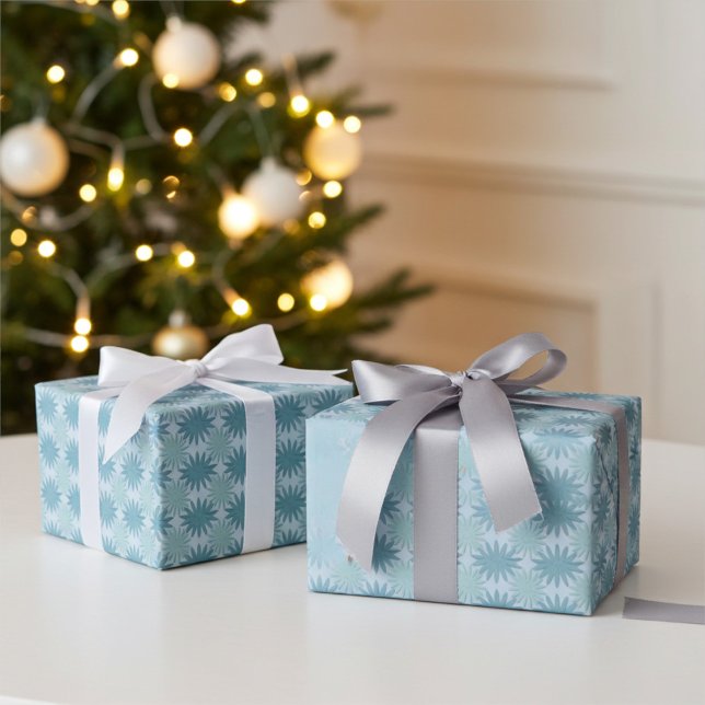 Papier Cadeau Moderne Toutes Occasion Bleu Abstrait motif floral (Créateur téléchargé)