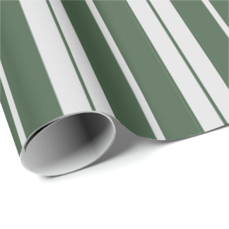 Papier Cadeau Moderne Vert Blanc Rayé Noël Férié