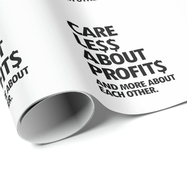 PAPIER CADEAU MOINS DE SOINS EN PROFITS (Coin rond)