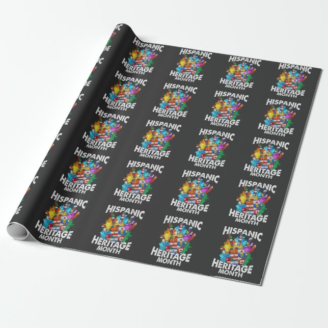Papier Cadeau Mois du patrimoine hispanique drapeaux du pays (Déroulé)