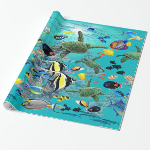 Papier Cadeau Molokini Cove Hawaiian Tropical Fish Sea Turtle