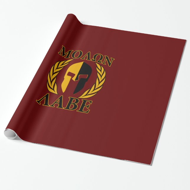 Papier Cadeau Molon Labe Spartan Mask Laurels Décor Bourgogne (Déroulé)