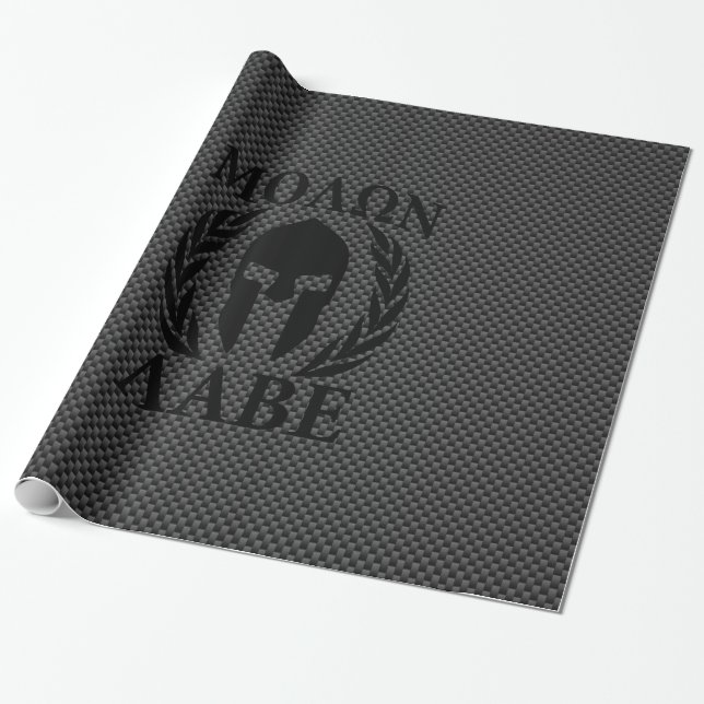 Papier Cadeau Molon Labe Warriors Laurels sur le carbone noir (Déroulé)