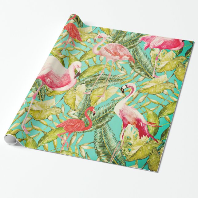 Papier Cadeau Mon Aloha jardin de Flamant rose d'oiseau de (Déroulé)
