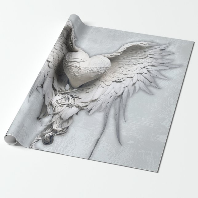 Papier Cadeau Mon Coeur d'Ange, Coeur ailé (Déroulé)