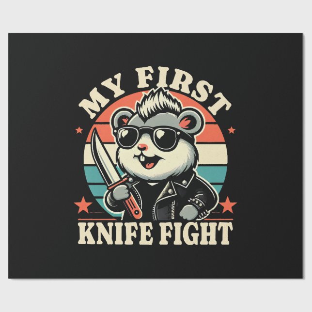 Papier Cadeau Mon premier combat de couteau - Hamster Cool (Plat)
