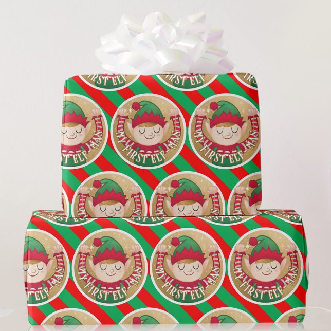 Papier Cadeau Mon premier Elf-Mas Christmas Red n Green (Créateur téléchargé)