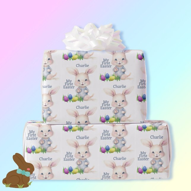 Papier Cadeau Mon premier lapin de Pâques Ajouter le nom de l'en (Créateur téléchargé)