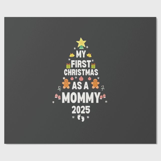 Papier Cadeau Mon premier Noël en tant que maman Noël 2025 (Plat)