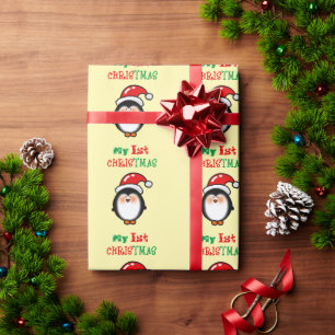 Papier Cadeau Mon premier Noël Mignon Manchot
