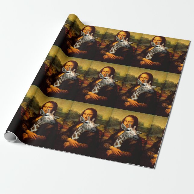 Papier Cadeau Mona Lisa aime les girafes (Déroulé)