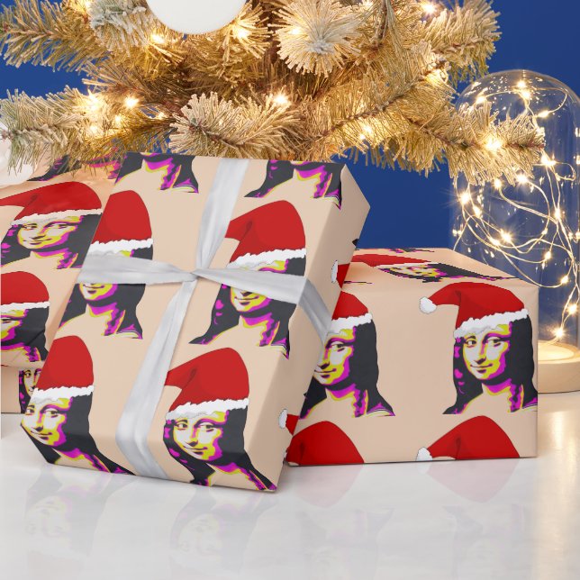 PAPIER CADEAU MONA LISA CHRISTMAS FUNNY (Vacances)