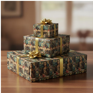 Papier Cadeau Mona Lisa & son chat  -  Vibes d'été \