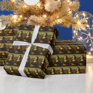 Papier Cadeau Mona Lisa soufflant de bulle rose