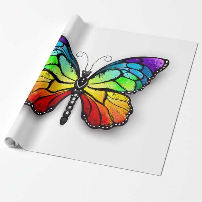 Papier Cadeau Monarque papillon arc-en-ciel (Déroulé)