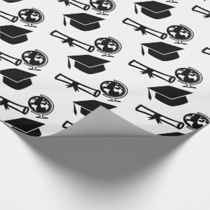 Papier Cadeau Monde de gland de casquette de diplômé d'obtention