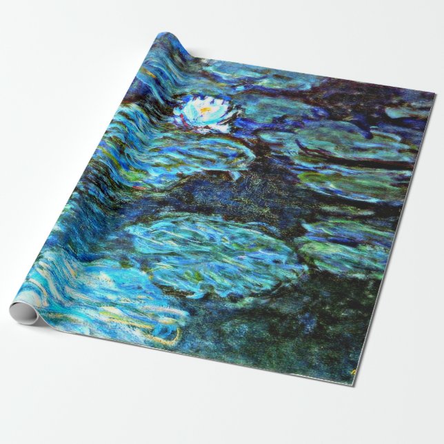 Papier Cadeau Monet - Lys d'eau (bleu) (Déroulé)