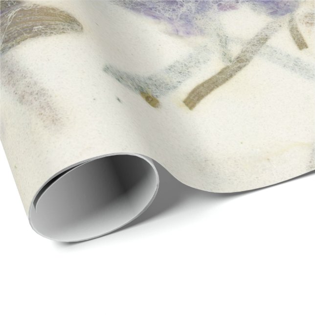 Papier Cadeau Monnaie Florale Naturelle Terre Iris Mulberry Ivoy (Coin rond)