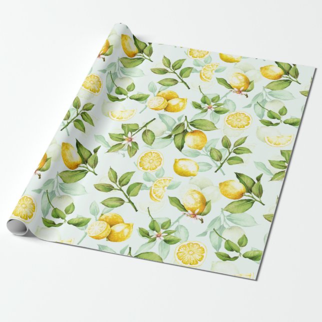 Papier Cadeau Monnaie Motif aux fruits citrons (Déroulé)
