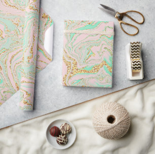 Papier Cadeau Monnaie rose et or