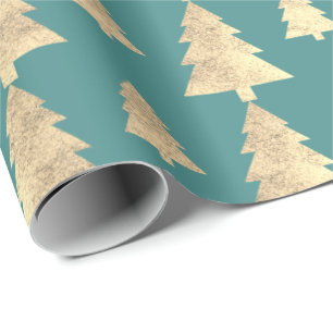 Papier Cadeau Monnaie Turquoise Cottage Or Blush Arbre de Noël K