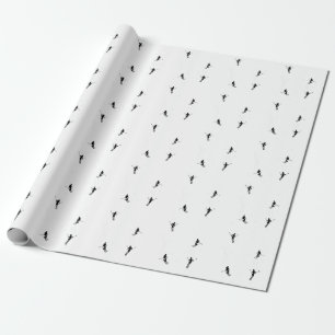 Papier Cadeau Monochrome Skieurs Alpins Illustration