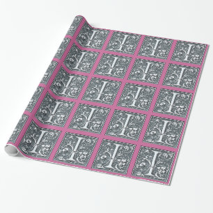 Papier Cadeau monogramme argenté florissant - I