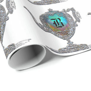 Papier Cadeau Monogramme blanc de théière victorienne