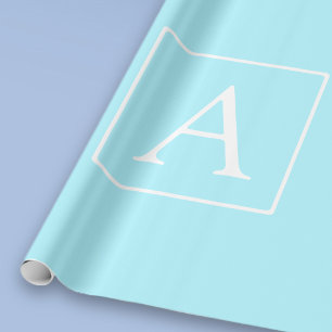 Papier Cadeau Monogramme bleu ciel simple
