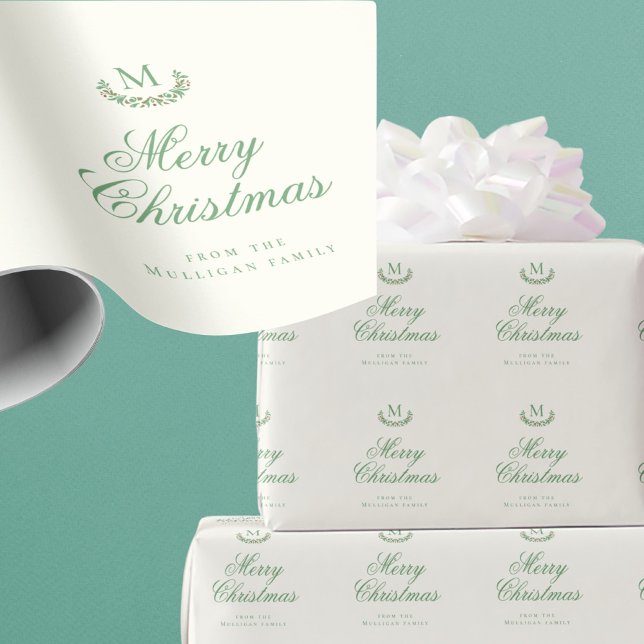 Papier Cadeau monogramme classique famille de Noël (Créateur téléchargé)