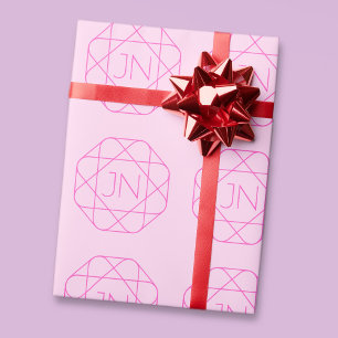 Papier Cadeau Monogramme Cool, Style de Logo Hip Rose & Magent