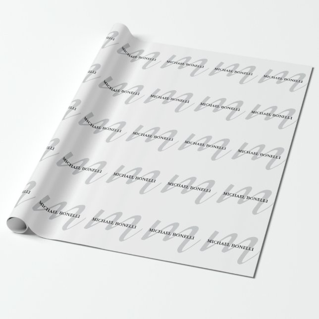 Papier Cadeau Monogramme de calligraphie classique professionnel (Déroulé)