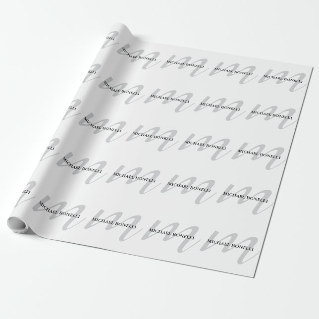 Papier Cadeau Monogramme de calligraphie classique professionnel (Déroulé)