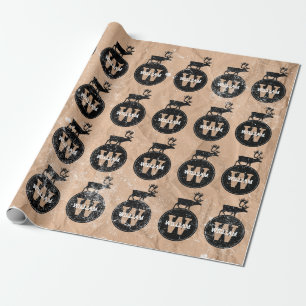 Papier Cadeau Monogramme de cerf désorganisé Brown Kraft rustiqu