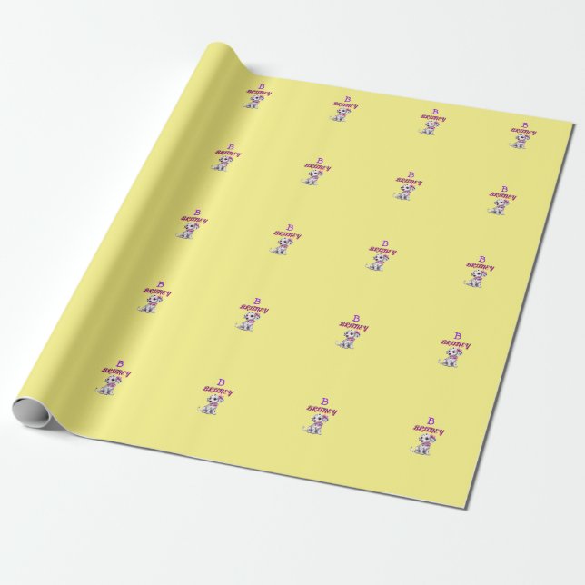Papier Cadeau Monogramme de chiot dalmate personnalisé - (Déroulé)