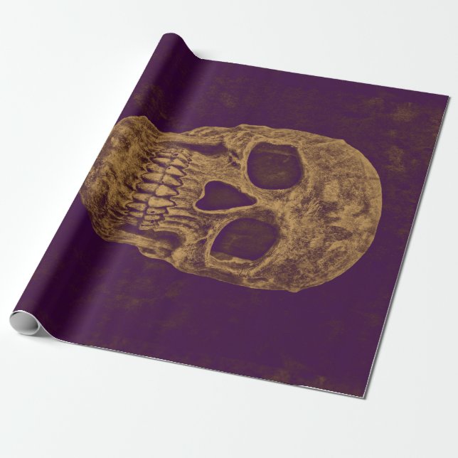 Papier Cadeau Monogramme de Cool violet gothique de Grunge doré (Déroulé)