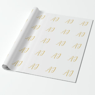 Papier Cadeau Monogramme de couleur or professionnel classique i