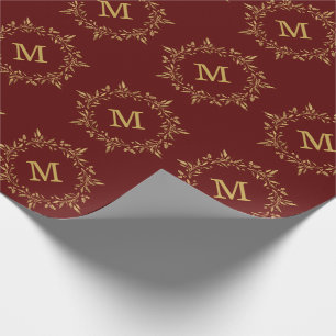 Papier Cadeau Monogramme de coutume de Noël de guirlande de houx