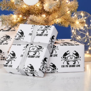 Papier Cadeau Monogramme de crabe en forme de crayon noir