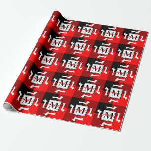 Papier Cadeau Monogramme de Noël de teckel de plaid de Buffalo