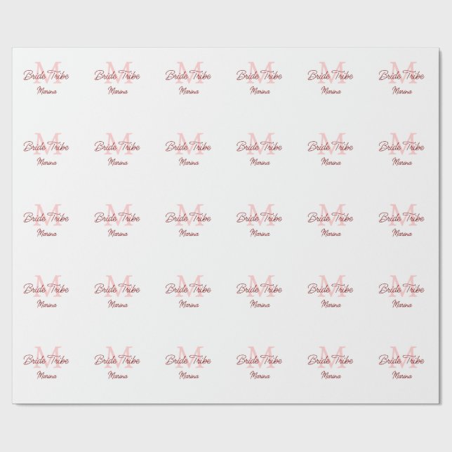 Papier Cadeau Monogramme de tribu de mariée simple rouge mini en (Plat)