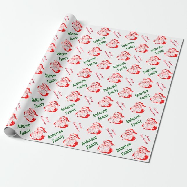 Papier Cadeau Monogramme de vacances de Noël du père noël (Déroulé)