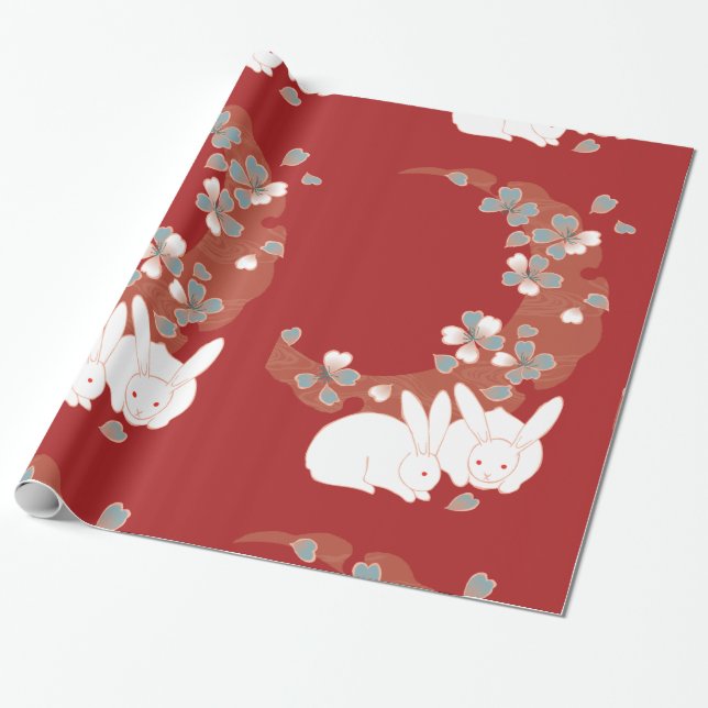 Papier Cadeau Monogramme fin Cool mignon fille rétro Floral (Déroulé)