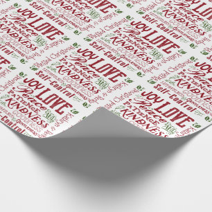 Papier Cadeau Monogramme Fruits de Noël de l'Esprit Rouge Vert
