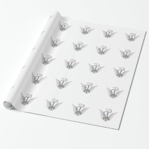 Papier Cadeau Monogramme initial de la lettre T avec des ailes