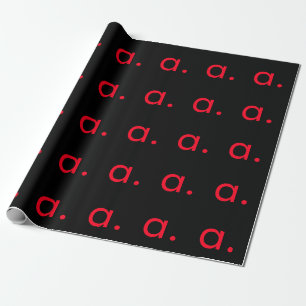 Papier Cadeau Monogramme initial lettre rouge noir moderne simpl