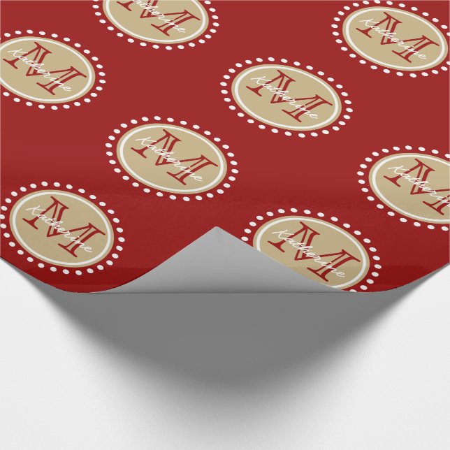 Papier Cadeau Monogramme kaki rouge et classique nautique de (Coin)