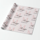Monogramme minimal initial et nom Pastel rose